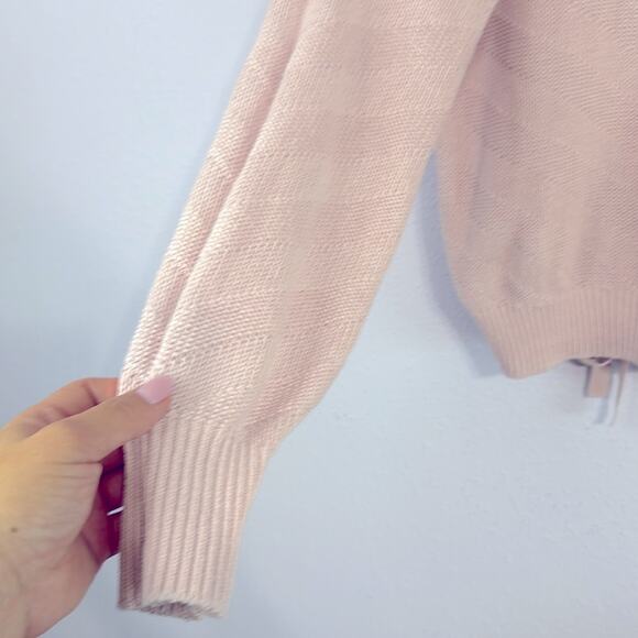 Abercrombie & Fitch Y2K Baby Pink Crew Neck Sweater Back Lace-Up Detail Size M - Picture 4 of 6